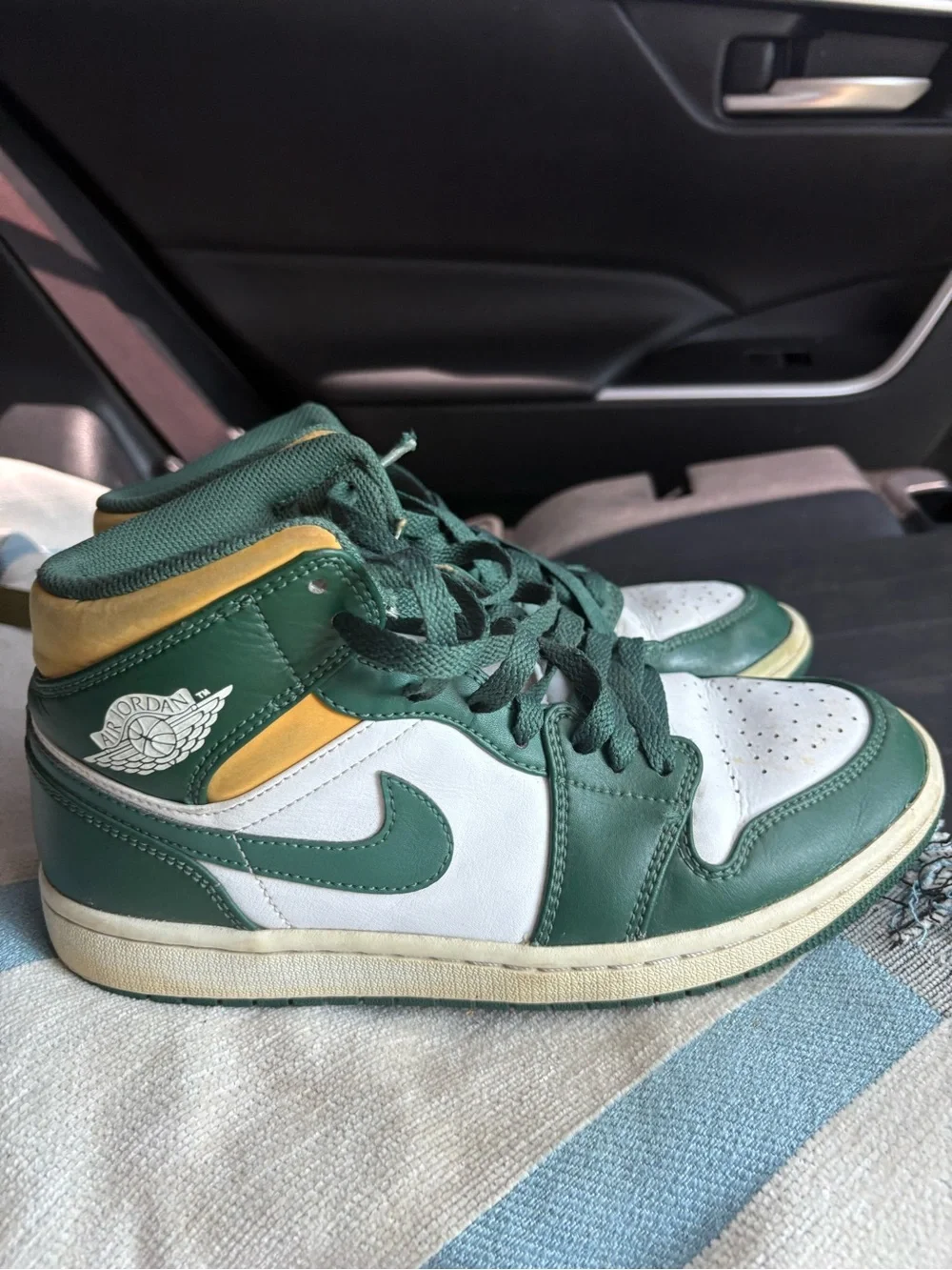 Jordan Green White Yellow High-Top Sneakers